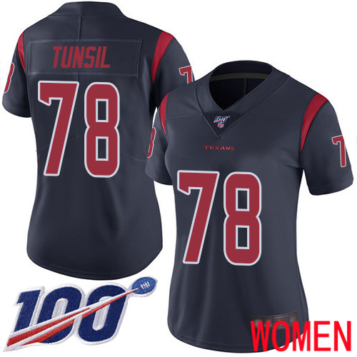 Houston Texans Limited Navy Blue Women Laremy Tunsil Jersey NFL Football #78 100th Season Rush Vapor Untouchable->women nfl jersey->Women Jersey